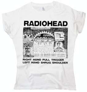 Radiohead Shrug music rock indie Brit pop white t shirt  