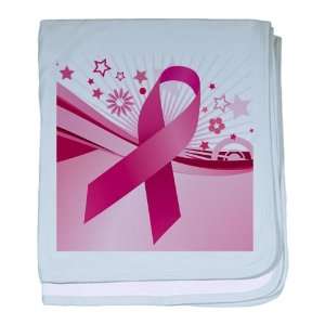    Baby Blanket Sky Blue Cancer Pink Ribbon Waves 