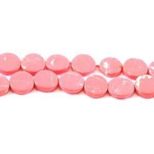  Unique Pink Coral Coin Beads Strand 15 8mm Patio, Lawn 