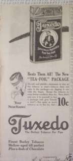 PATTERSONS TUXEDO PIPE TOBACCO VINTAGE OLD 1919 AD  