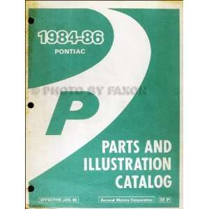  1984 1986 Pontiac Fiero Parts Book Original Pontiac 