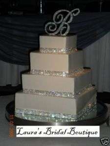 Row Silver Rhinestone Crystal Wedding Cake Ribbon  