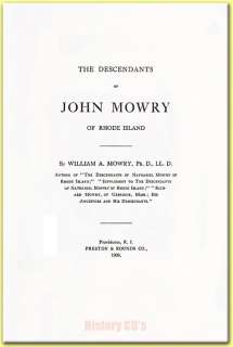 1909 MOWRY MOREY FAMILY NAME Tree History Genealogy Bio  