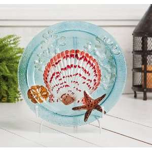 Hand painted Glass Seashell Platter 