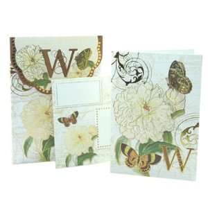  Punch Studio Floral Monogram Pouch Note Cards  #56976W 