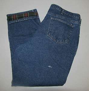 Mens Size 42X30 Blue Lands End Flannel Lined Jeans.  