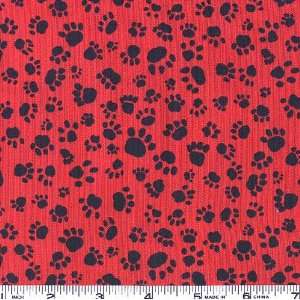  45 Wide Paw Prints Red Fabric By The Yard Arts, Crafts 