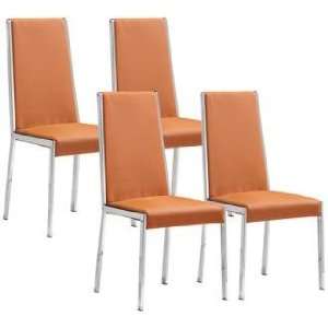  Set of 4 Zuo Ink Terracotta Dining Chairs