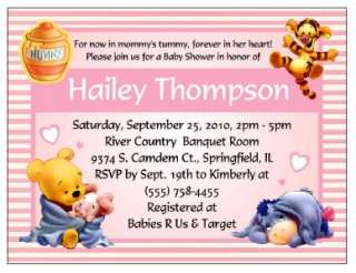 20 WINNIE THE POOH BABY SHOWER INVITATIONS   PINK  