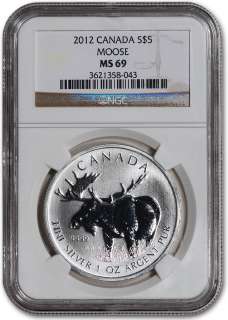 2012 Canada Silver Moose (1 oz) $5   Wildlife Series   NGC MS69  