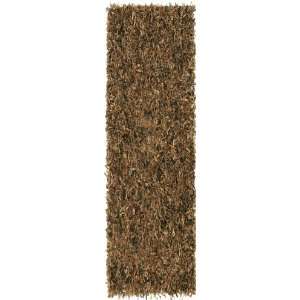  Brown Leather Shag 2.5x12 Rug with 