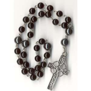 Anglican Rosary   Black Czech Glass, Hematite