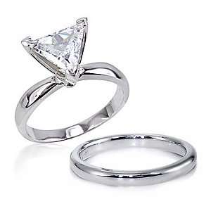   Zirconia 1 ct. Trillion Classic Solitaire with Matching Band Jewelry