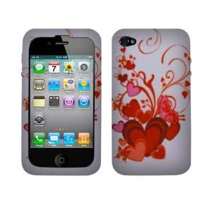  Apple IPHONE 4 Crystal Image Skin Case, Red Hearts 