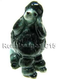 Figurine Miniature Animal Ceramic Statue 2 Poodle Dogs  