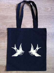 Tote Bag Shopper Vintage Swallow Tattoo Sailor Jerry  