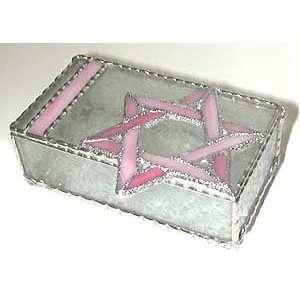  Pink Magen David Stained Glass Box  Judaica Gif