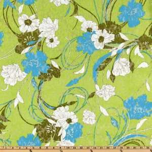  56 Wide Novelty Lace Floral Green/Blue Fabric By The 