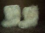 White FURRY HAIRY Yeti Warm Fleece Lined After Ski Skiing Boots 10 M 