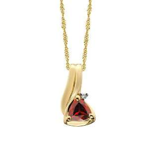  14kt Trillion Garnet and Diamond Pendant Jewelry