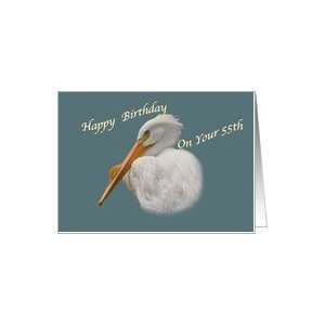  55th Birthday Card with White Pelican Card Toys & Games