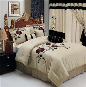   Comforter Set/ Queen or King Size/ Shades of Tan or Beige with Florals