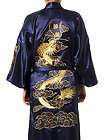 New Navy Blue Chinese Mens Silk Satin Kimono Robe/Gown Dragon S M L 