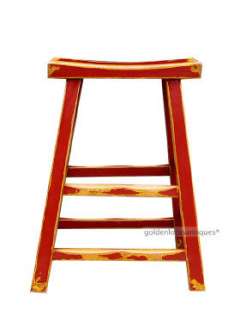 Red Rustic Painting Bar Stool Kitchen Stool y249  