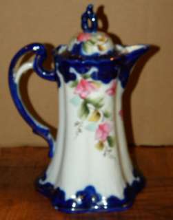 Beautiful Hand Painted Porcelain Chocolate Pitcher  