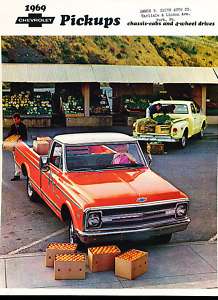 1969 Chevrolet Truck Pickup Sales Brochure Book Camper  