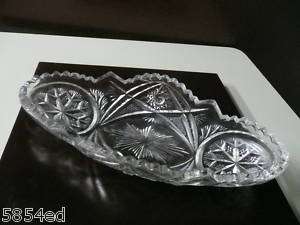 Vintage Oval Glass Dish with Thistle Pattern and Star  