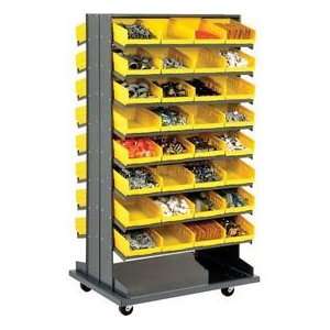  16 Shelf Mobile Rack With 64 Yellow Bins 