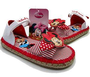 GIRLS BEAUTIFUL DISNEY MINNIE MOUSE WHITE & RED CANVAS SANDALS WITH 