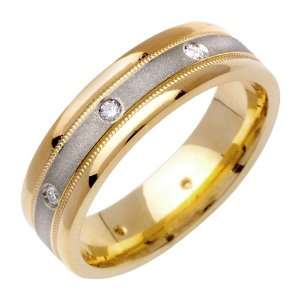 Elegant Diamond Wedding Bands With Comfort Fit 14K Two tone Gold Can 