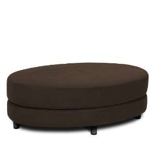  Ottoman with Roundabout Oval Design in Chocolate Velvet 