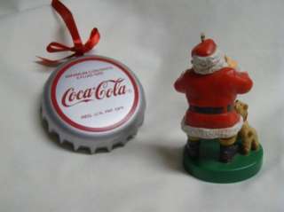   Coca Cola Coke Plastic Christmas Ornament Sshhh Santa w dog Bottle Cap