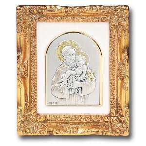  Sterling Silver Saint St. Anthony Gold Framed Artwork 