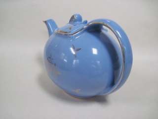 1940 Hall China Hook Cover Cadet Blue Gold Trimmed 6 Cup Teapot  
