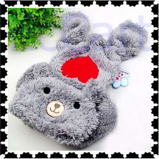 Grey Bear Dog Pet Clothes Lovely Red Heart Fleece Warm Thick Apparel 