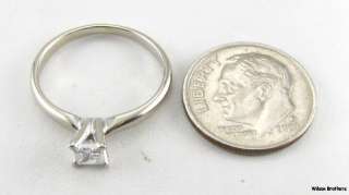   Princess Cut DIAMOND Solitaire Engagement RING   14k White Gold I1 G H
