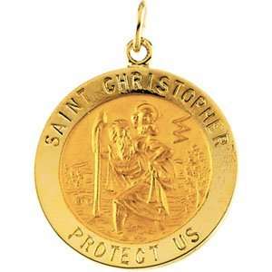   14K Yellow Gold 20.00 mm St. Christopher Medal CleverEve Jewelry