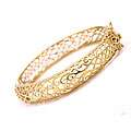 14k Gold Overlay Ornate Spanish Hinged Bangle Bracelet (Mexico 