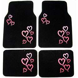 Pink Hearts Front and Rear Car Floor Mats  