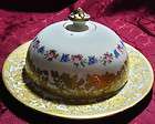   brothers hammersley muffineer pancake porcelain plate domed lid gold