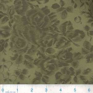  45 Wide Rambling Rose Shadow Green Fabric By The Yard 