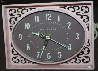 Vintage Westclox Dialite Light Pink Lace Alarm Clock  