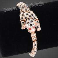 18K gold GP swarovski crystal leopard bracelet 313  
