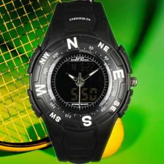   Sport* Mens Black Rubber Strap Digital Analog Wrist Watch  