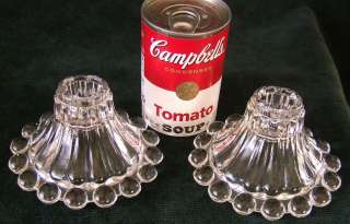 Pair of ANCHOR HOCKING CANDLEWICK Glass Candle Stick Holders  