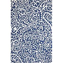 Hand Hooked Blue/ White Area Rug (5 x 76)  